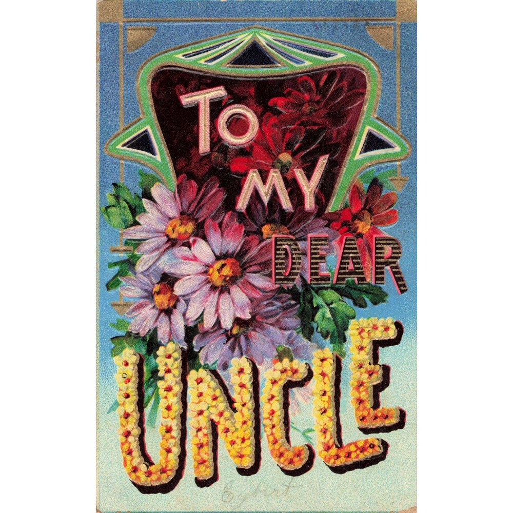 Antique 1909 To My Dear Uncle Embossed Floral Postcard New York Postmark Germany - Picture 1 of 2